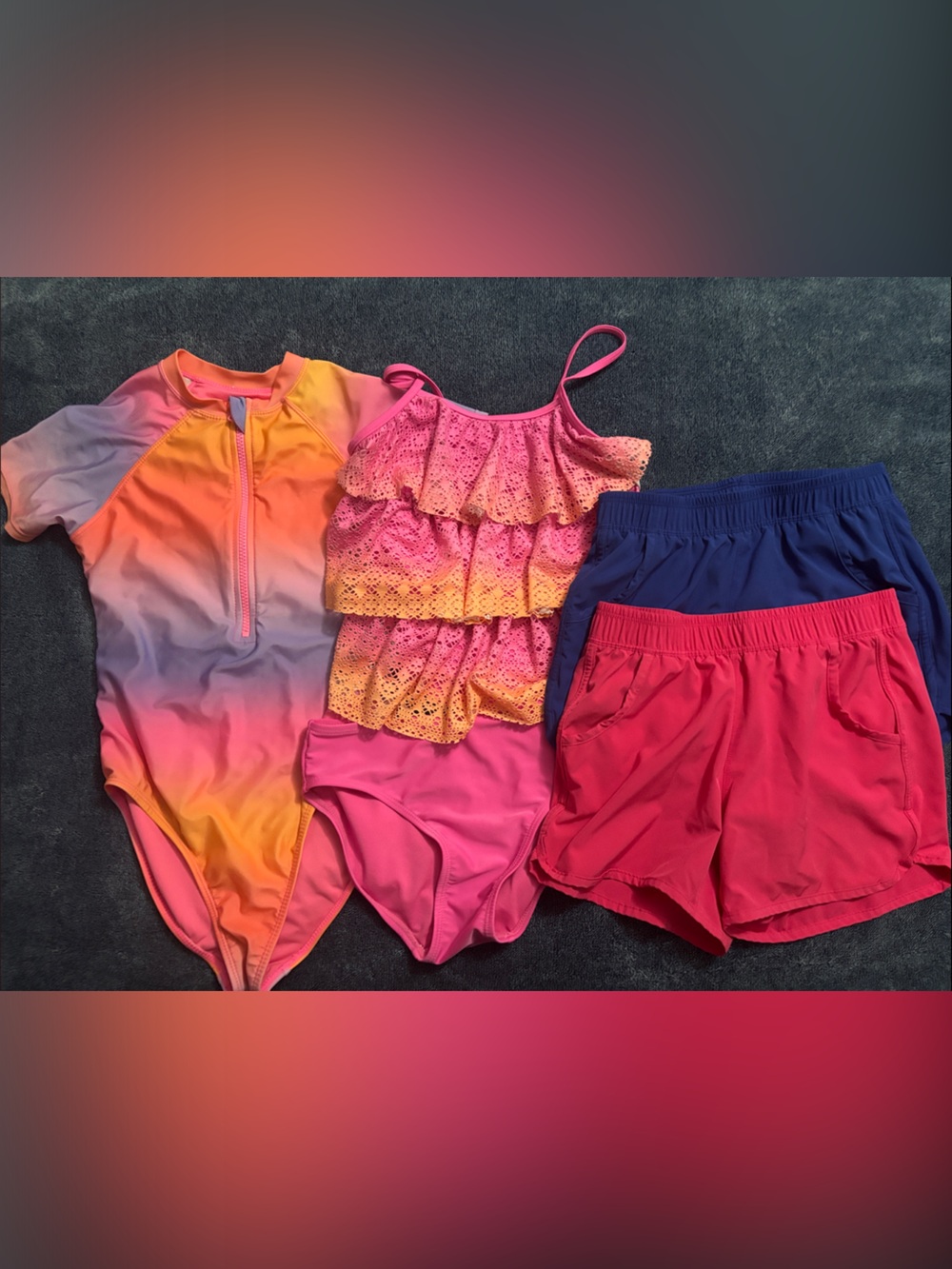 Lot of Girls Summer Swim & Shorts Set - Pink, Coral, Orange, Blue